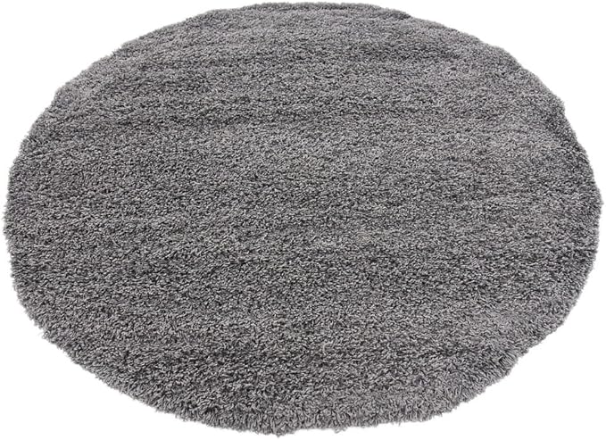 Unique Loom Solid Shag Collection Area Rug (6' 1" Round, Graphite Gray)