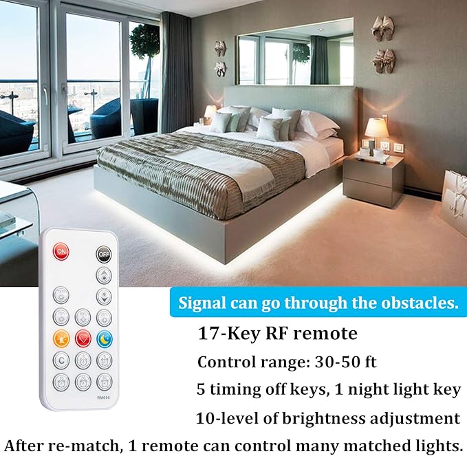 WOBANE White LED Strip Lights, Dimmable LED Light Strip Kit, 16.4ft Flexible Tape Lights for Bedroom,Kitchen,Under Cabinet,Bright 6500K Daylight, LED Mirror Lighting for Vanity Makeup Dressing Table