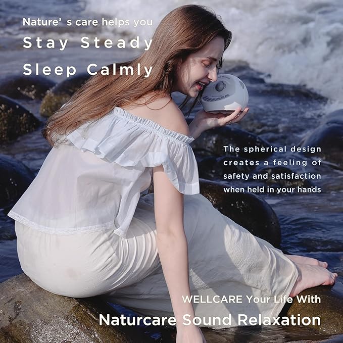 WELLCARE-Naturcare Sound Relaxation, White Noise, 7 Nature Sounds, Sleep Sound Machine, Calm Infants, for Baby, Kids, Adult. Stepless Volume, Timer, Powered by Adapter or Batteries(Both Not Incl.)