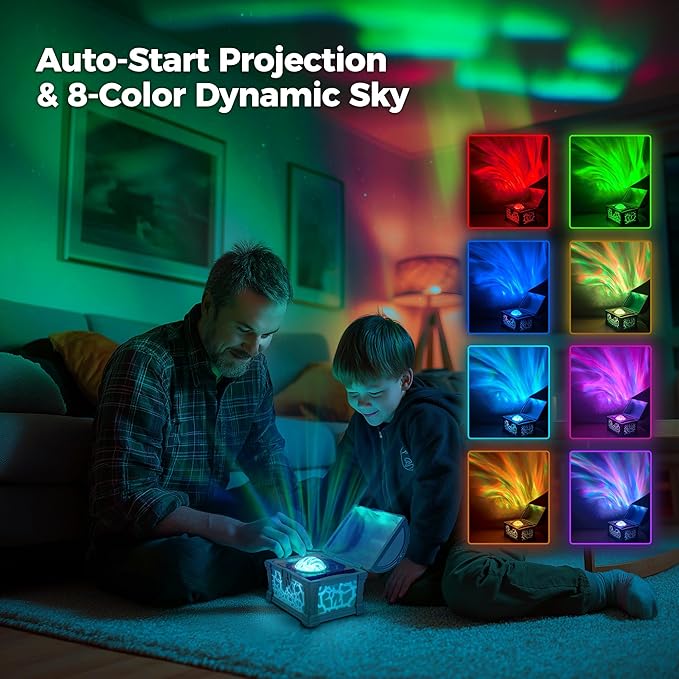 Briignite Galaxy Projector, 7 Colors Treasure Chest Night Light Aurora Lights Projector with 8 Effects & Remote, Dimmable Galaxy Light Ambient Lighting for Bedroom, Gifts for Kids Teen Women (Blue)