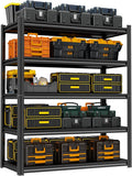 Storage Shelves, Garage Metal Shelving Unit, Adjustable, Double-Layer Column with Reinforced Ribs, Heavy-Duty, Capable of Bearing 3000 lbs, Suitable for Garage, Warehouse, Kitchen Storage