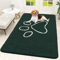 OLANLY Dog Door Mat for Muddy Paws 70x46, Paw Print Design, Absorbs Moisture and Dirt, Absorbent Non-Slip Washable Doormat, Quick Dry Chenille Mud Mat, Entry Indoor Entryway Carpet, Blackish Green