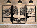 VAILLA Tree of Life Wall Wooden Art Abstract Tree Man Woman Face Large 3D Wooden Wall Decor Set of 3 Hanging Sculpture Modern Home Decoration 3D Textured Sculptures for Living Room Bedroom Office Dinnig Room