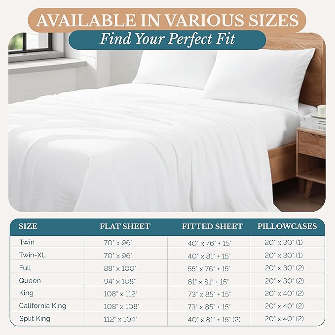 Casa Platino Bedding Sheets & Pillowcases, 100% Brushed Microfiber Pre-Washed Twin XL Sheets Set, 3 Piece Set, Ultra Soft and Breathable with 15" Deep Pocket, White Twin XL Sheets