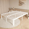 16 Inch Full Bed Frames, Platform Bed with Metal Gaskets, No Box Spring Needed, Anti-Slip Mattress Stopper, Heavy Duty Steel Slat Support, Round Corner Leg, Easy Assembly, White
