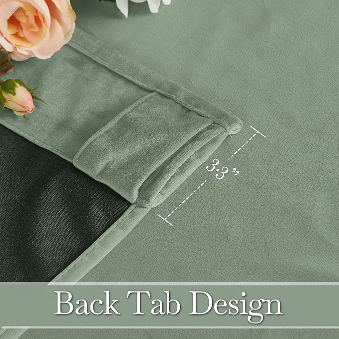 RYB HOME Auqa Velvet Curtains 84 inches Long, Room Darkening, Floor-Length, Stylish Back Tab Velvet Drapes for Coastal Nursery Living Room Office, 52" W x L84 L
