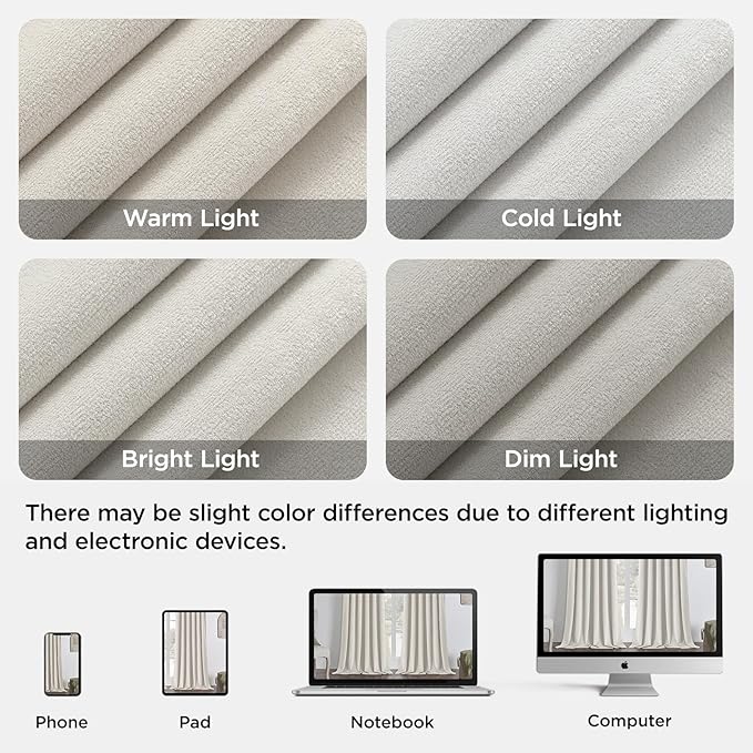 Joydeco Customized Curtains, 100% Blackout Curtains for Bedroom and Living Room, Heavy Duty Luxury Thermal Insulated Ivory White Velvet Curtains Rod Pocket & Back Tab 1 Panel, Custom Size