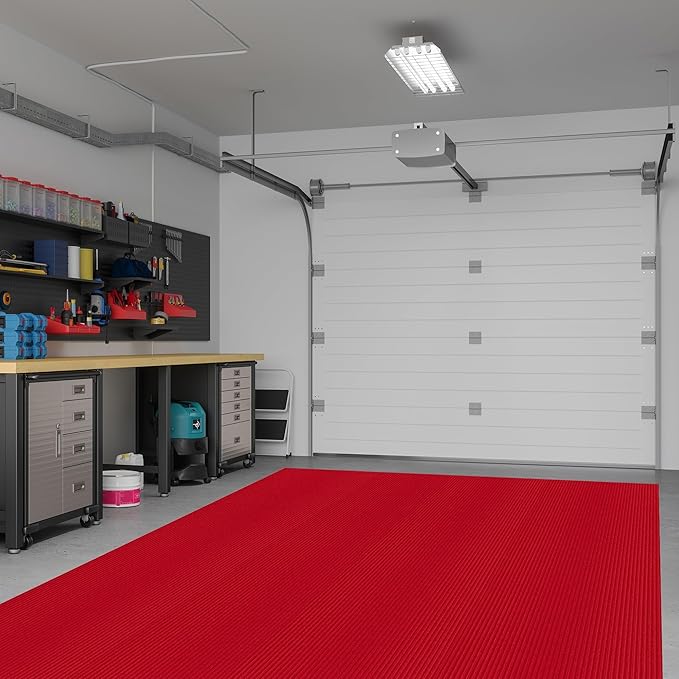 Ottomanson 6'6" x 51' Hallway Runner with Scraper Pile Extra Durable Non-Slip Rug Mat for Indoor & Outdoor Use - Ideal for Kitchen, Entryway, Patio & Garage - High-Traffic Carpet, Red