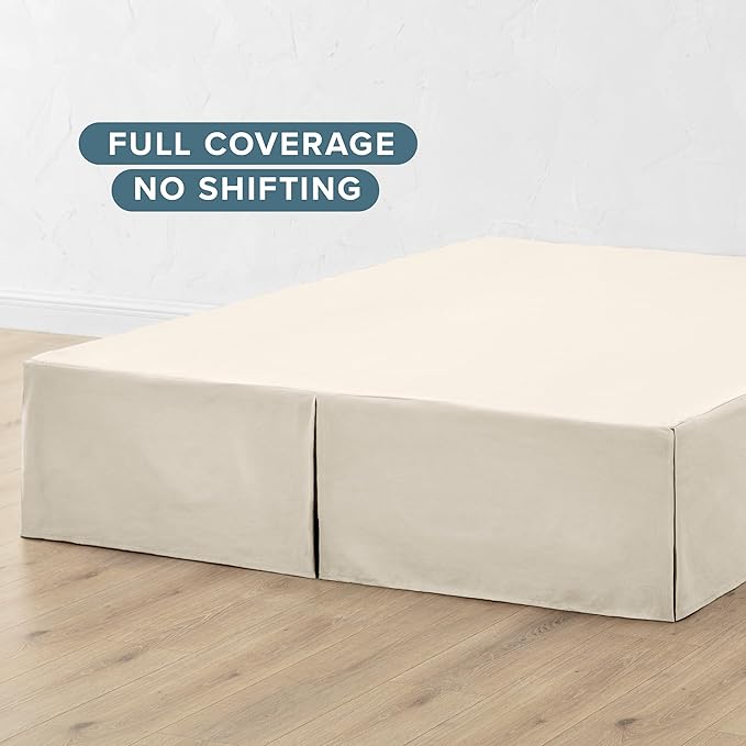 Bare Home King Bed Skirt - 15-Inch Tailored Drop Easy Fit - Bed Skirt for Beds - Center & Corner Pleats (King, Sand)