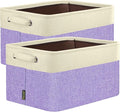 BALEINE 2 Pack Fabric Storage Bins for Shelves, Linen Storage Baskets for Organizing, Decorative Closet Bins for Clothes, Home (Lavender, 15''x11''x9.5'')