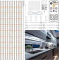 LAFULIT 10 PCS Under Cabinet Lights Kit, Motion Sensor LED Strip Lights with Remote, Dimmable and Timer White Counter Lights for Kitchen Cabinets, Cupboards, Closets, Stairs, Shelf, Desk, and Bed