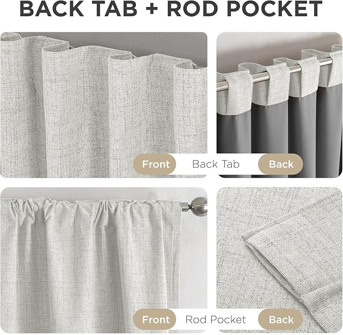 Joydeco Blackout Curtains for Bedroom - 100% Light Blocking 2 Panels Set White Drapes 42" W x 72" L, Thermal Insulated Room Darkening Curtains, Linen Textured for Living Room, Rod Pocket & Back Tabs