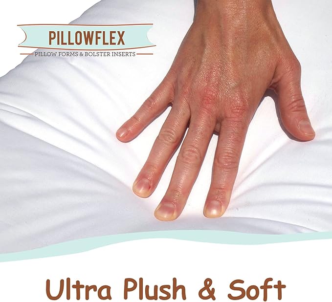 Pillowflex Synthetic Down Pillow Insert - 14x30 Down Alternative Pillow, Ultra Soft, Large Rectangle Body Sleeping Pillow, Lumbar, Long, Back - 1 Decorative Pillow Form