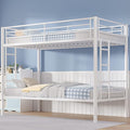 VECELO Bunk Bed Twin Over Twin, Metal Bunkbeds with Ladder and Full-Length Guardrail, No Box Spring Needed, Space Saving, Noise Free, White
