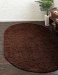 Unique Loom Solid Shag Collection Area Rug (3' 3" x 5' 3" Oval, Chocolate Brown)