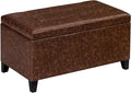 Asense Storage Ottoman Bench, Faux Leather Upholstered End of Bed Bench with Safety Hinge Wooden Legs, for Entryway Bedroom