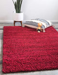 Unique Loom Solid Shag Collection Area Rug (8' x 11' Rectangle, Cherry Red)