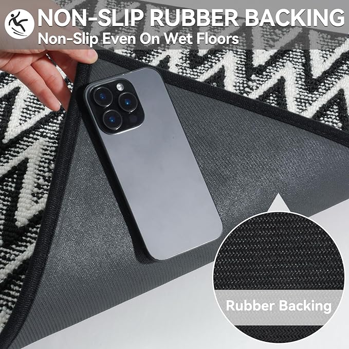 Indoor Door Mat 24x35, Dirt Resistant & Absorbent Doormat for Entryway Inside, Non-Slip Rubber Backing Front Door Mat Indoor Entrance, Low-Profile, Washable, Black