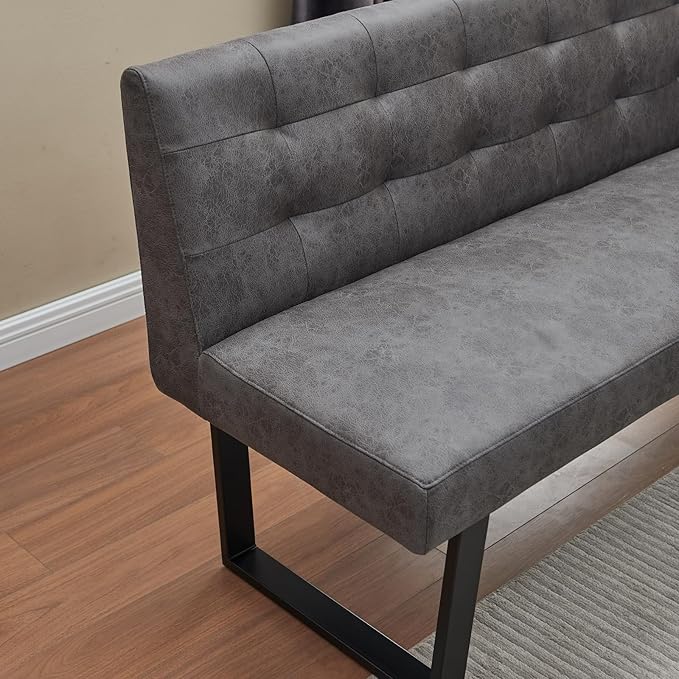 Modern L-Shaped Dining Bench, Vintage Fabric Upholstered Corner Sofa with Metal Legs for Kitchen Nook, Living Room, Dining Room (Left Seat)