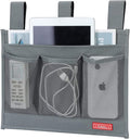 Falaku Hanging Bedside Caddy,Bedside Organizer Caddy for Bed Rails(4 Pockets-Grey)