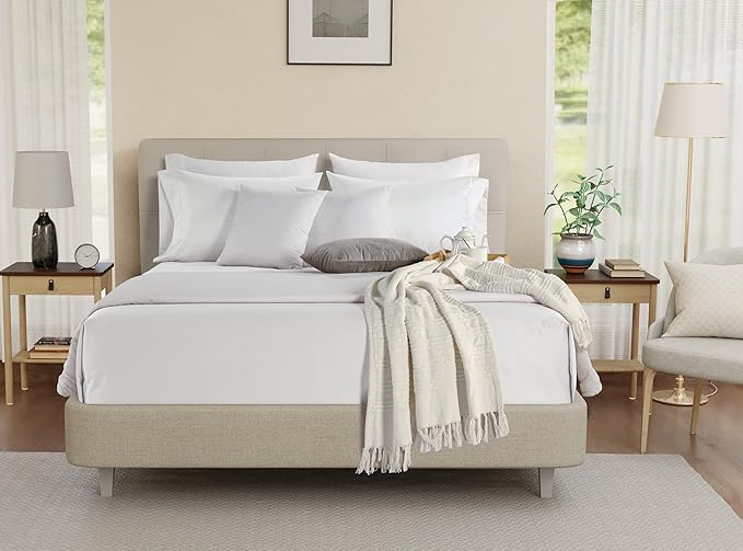 100% Egyptian Cotton Sheets King Size Sheets Set with Fully Elasticated Fitted Sheet & Pillowcase sets, 800 TC Hotel Collection Deep Pocket King Sheet Set, No Pill Soft Breathable Luxury White Bedding