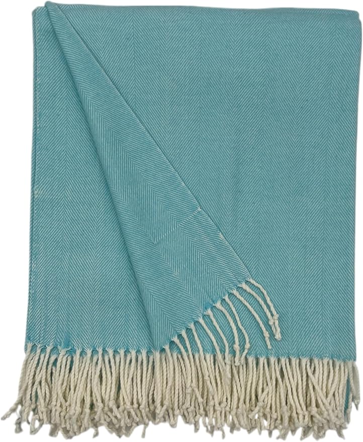 Alashan Cotton Acrylic Adirondack Herringbone Woven Throw (Santorini)