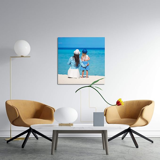 TreeDeal Create Personalized Wall Art with Your Photo On Canvas - Custom Canvas Prints for Kids Aging, Pet/Animal, Wedding, Family - Personalized Canvas Pictures for Wall to Print Framed(24" x 24")