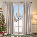 Lazzzy Velvet Blackout Curtains Thermal Insulated Room Window Drapes Super Soft Luxury Curtains for Living Room Bedroom Rod Pocket 2 Panels, Oatmeal, 52" W x 84" L