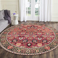 vivorug Round Rug 5ft Vintage Round Area Rug Non-Slip Indoor Carpet for Living Room Bedroom Entryway, Stain Resistant Home Decor Circle Rug, Cherry Red/Spice