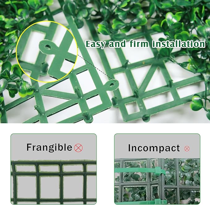 Ogrmar 24 PCS 10"x10" Artificial Boxwood Panels Topiary Hedge Plant, Privacy Hedge Screen UV Protected Suitable for Outdoor, Indoor, Garden, Fence, Backyard and Décor (24, 10"x10")