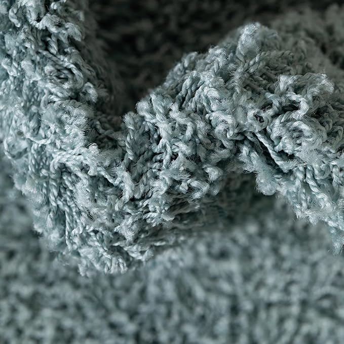 Unique Loom Solid Shag Collection Area Rug (6' 1" x 9' Rectangle, Light Slate Blue)