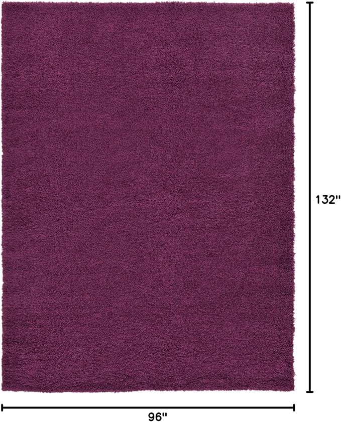 Unique Loom Solid Shag Collection Area Rug (8'x 11' Rectangle, Eggplant Purple)