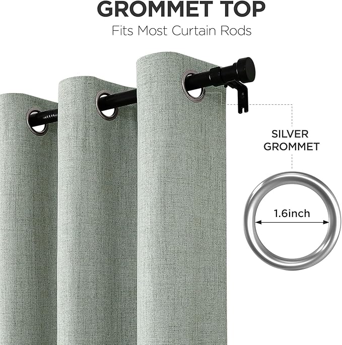 Joydeco Sage Green Blackout Curtains 108 Inches Long, Extra Long Curtains 108 Inch Length 1 Panel for Bedroom, Thermal Insulated Linen Black Out Curtains with Grommets(100x108, Sage Green)