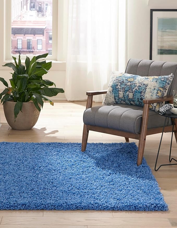 Unique Loom Solid Shag Collection Area Rug (3' 3" x 5' 3" Rectangle, Periwinkle Blue)