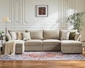 ABCASA 134.6" Oversized Modular Sectional Sofa, 6 Seater U Shaped Couch with Storage Ottoman with Reversible Chaise Deep Seat for Living Room, Apartment - Chenille Beige