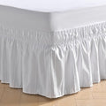 MIYE Striped Tufted Bed Skirt - Wrap Around Dust Ruffle with Elastic Belts - 12.5 Inch Drop Easy to Put On - Bedskirt Machine Washable ＆ Wrinkle Resistant(Striped/White, Full/Twin-12.5" Drop)