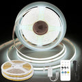 COB LED Strip Lights Cool White,24V Dimmable led Light Strip KIT with Remote and app Control,6000K 32.8FT/2 * 5m 8mm Wide Ra>90 Cuttable Flexible Strip Lights forBedroom,Wardrobe,Cabinet