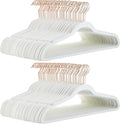 Amazon Basics Slim, Velvet, Non-Slip Suit Clothes Hangers, Ivory/Rose Gold - Pack of 100
