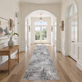 Washable Runner Rug for Hallway: 2.6x10 Neutral Modern Abstract Low Pile Area Rug with Non-Slip Backing - Carpet for Bedroom Kitchen Laundry Entryway Bathroom Indoor - Grey