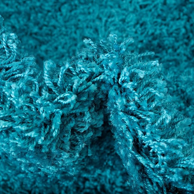 Unique Loom Solid Shag Collection Area Rug (8' x 10' Oval, Turquoise)