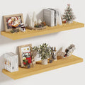 Vivelove 10" Deep Floating Shelves with Invisible Brackets, 30" Wall Shelves for Bathroom Bedroom Kitchen Living Room Laundry Room, Modern Rustic Shelves for Home Decor, 30"x10.2"x1.5", Set of 2, Oak