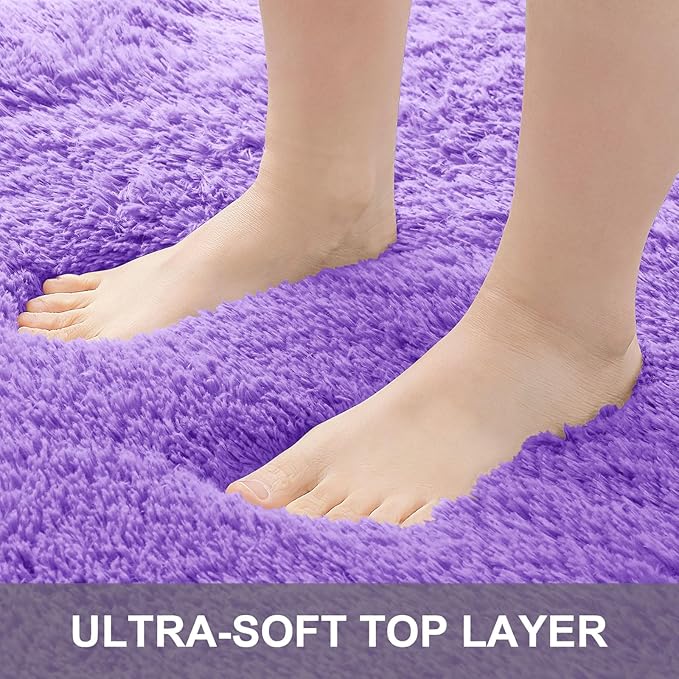 OLANLY 2x6 Machine Washable Runner Rugs for Hallway, Soft Fluffy Shaggy Bedside Rugs for Bedroom, Living Room, Indoor Floor Carpet for Kids Girls and Boys, Nursery Rooms, Home Decor Aesthetic, Purple