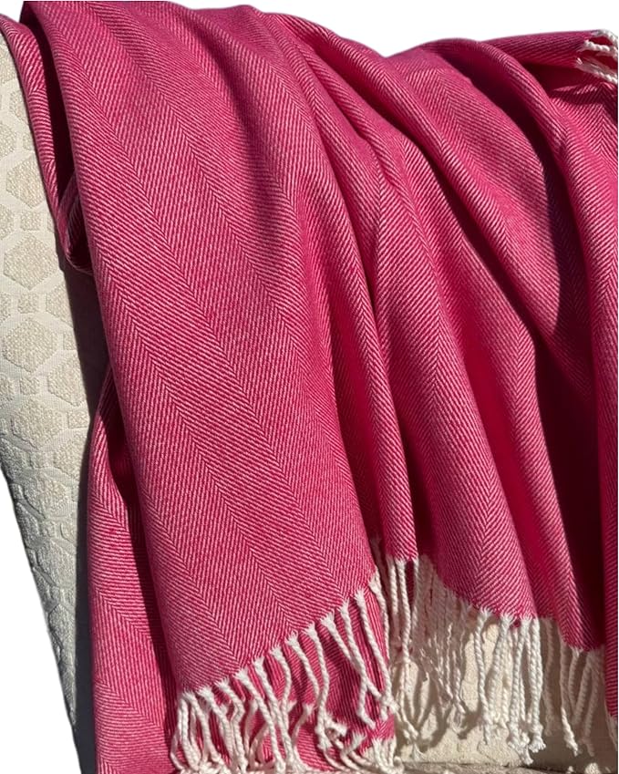 Alashan Cotton Acrylic Adirondack Herringbone Woven Throw (Watermelon)