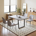 5 Piece Dining Table Set, 42.9 Inch Modern Kitchen Dining Table and Leather Dining Chairs for Kitchen Dining Room (Table + 4 White Chairs)