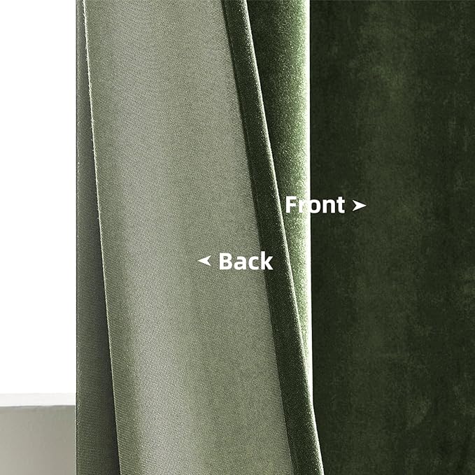 Joydeco Customized Velvet Curtains for Bedroom & Living Room, Heavy Duty Luxury Thermal Insulated Olive Green Velvet Curtains Rod Pocket 1 Panel, Custom Size