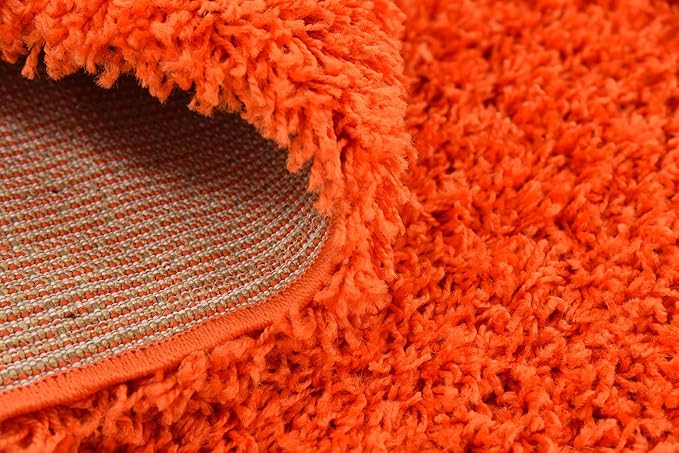 Unique Loom Solid Shag Collection Area Rug (8' Square, Tiger Orange)