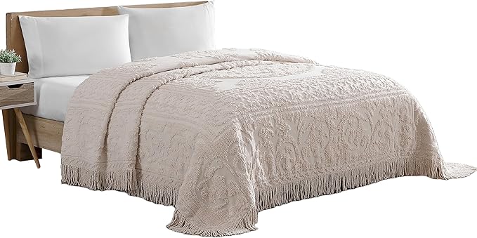 Beatrice Home Fashions Medallion Chenille Bedspread, Twin, Blush