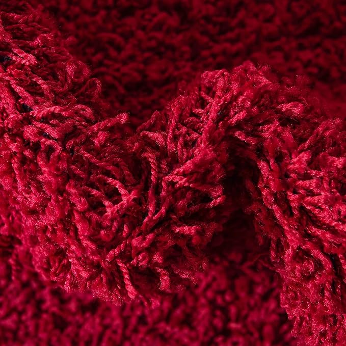 Unique Loom Solid Shag Collection Area Rug (5' 1" x 8' Oval, Cherry Red)