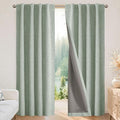 Joydeco Linen Blackout Curtains for Bedroom - 100% Light Blocking 1 Panels, Sage Green Drapes 70" W x 96" L, Thermal Insulated Room Darkening Curtains for Living Room, Rod Pocket & Back Tabs