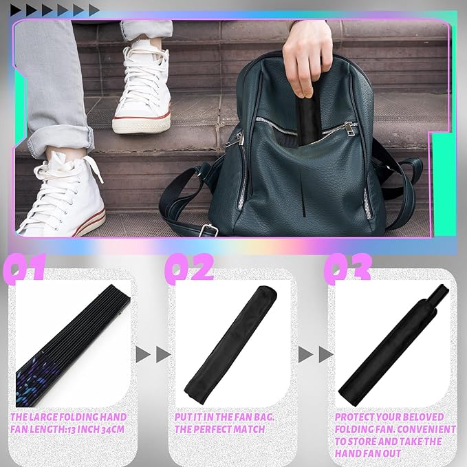 Summer Rave Fan Thigh Holster Rave Fan Holder Folding Hand Pouch Foldable Sleeves with Waist Belt for Thigh Party